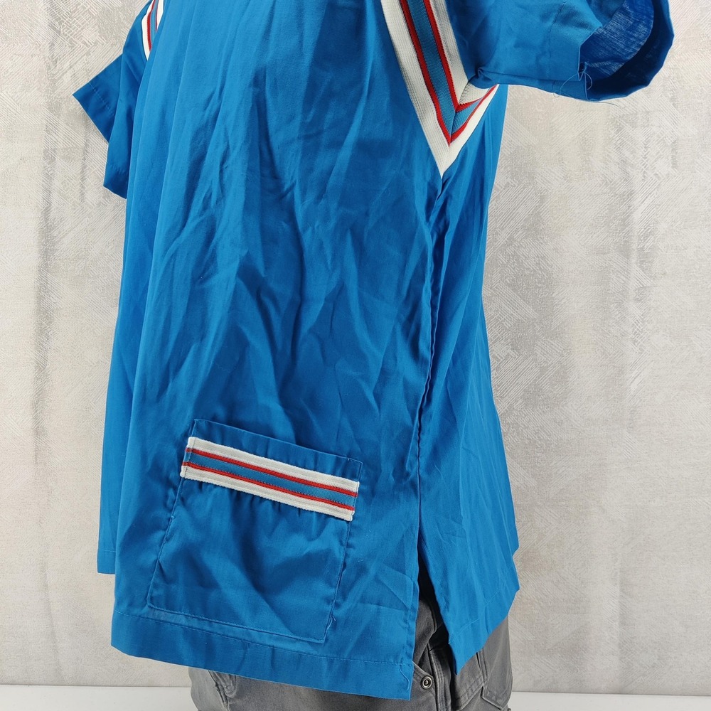 Hilton Bowling Shirt Women 42 Blue Stripe Retro‎ Vintage Short Sleeve Button Up - Picture 3 of 9